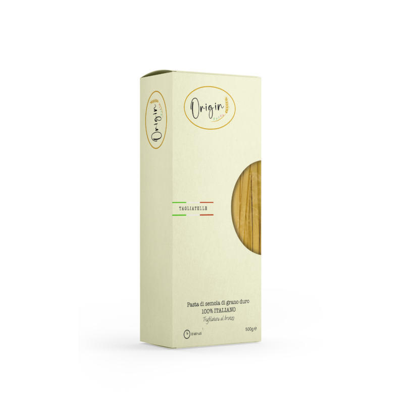 Immagine della confezione delle tagliatelle di Origin pasta